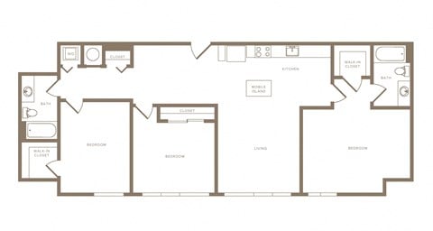 Floor plan for 3 beds, 2 baths, 1462 sqft